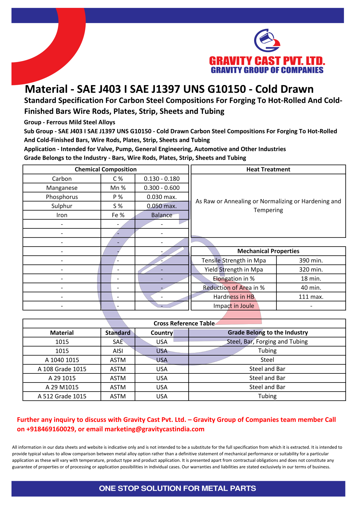 SAE J403 I SAE J1397 UNS G10150 - Cold Drawn.pdf
